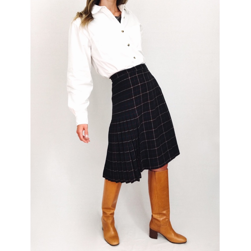 Vintage Imported Tartan Plaid Pleated Skirt | Size S/M